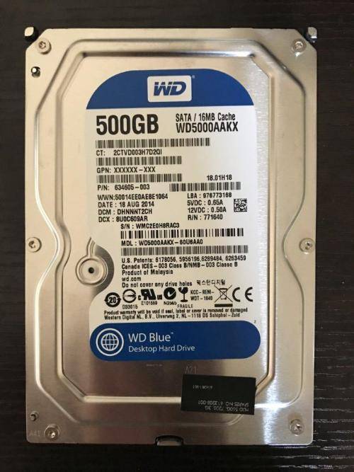 Western Digital Blue 500GB Sata Hard Drive
