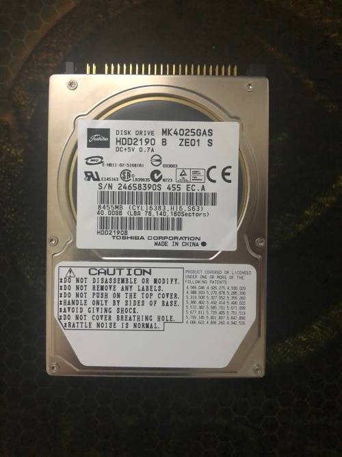 Toshiba 40GB 2.5" Notebook IDE Hard Drive