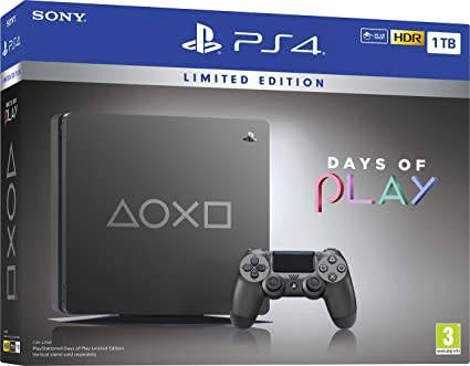 PS4 Slim Console + 2 Controllers + 50 Games (Days Of Play Edition)