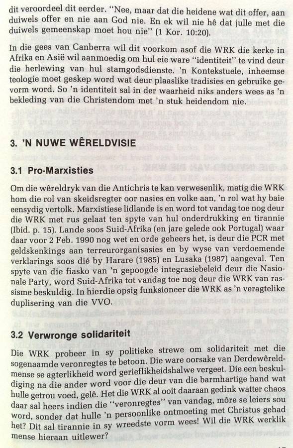 Die wereldraad van Kerke - `n anti-Christelike wegbereider - DS Andre Van Den Berg