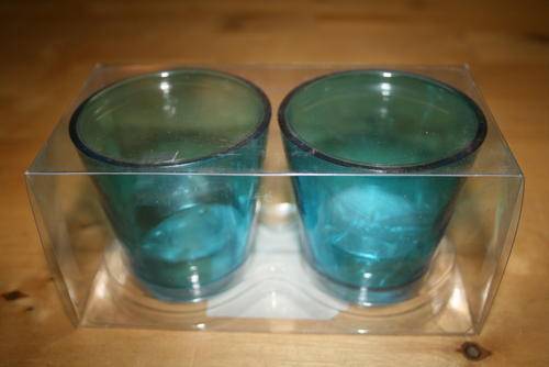 2 x Summer Brights Glass Votive Candles - Blue