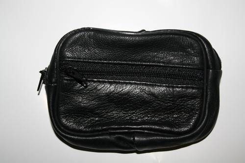 Imported Genuine Leather Small Black Pouch from Pakistan (Black)