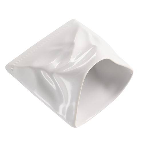 Revol from France: White Porcelain Bowl for Chips - Paper Bag Shape
