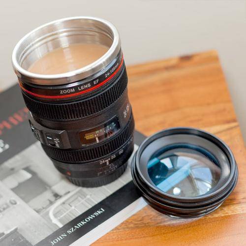 Camera Lens-shaped Coffee Mug with Lid