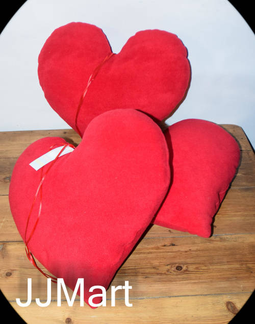 Red Plush Heart Cushion - Big (3 Available)