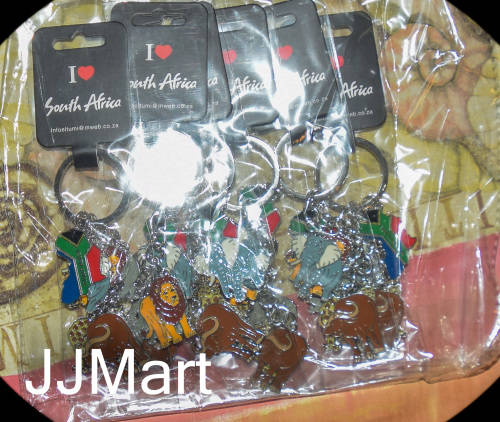 6 x Metal South Africa`s Big 5 Keyrings