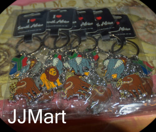 6 x Metal South Africa`s Big 5 Keyrings