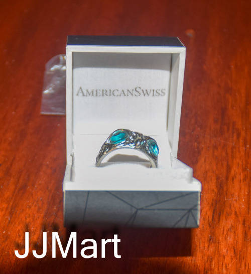 Costume Jewellery :Silver Ring with Bird of Prey Eyes  - Adjustable Size