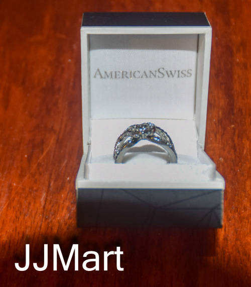 Costume Jewellery :Silver Ring with stones  - Size 5