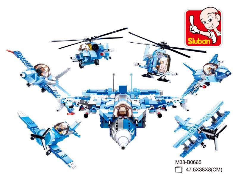 Sluban Army 6 into 1 Fighter Jet - 728 pcs (Box damaged)