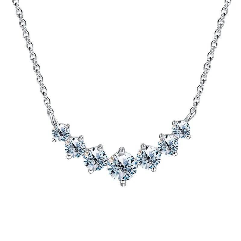 *R7500* Luxury Moissanite Diamond, 18K White Gold Plated, 925 Sterling Silver Necklace