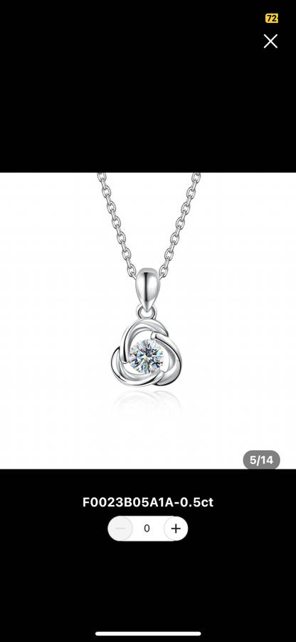 *R7500* Luxury Moissanite Diamond, 18K White Gold Plated, 925 Sterling Silver Necklace