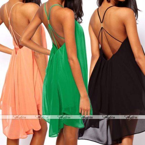 sexy womens backless chiffon party evening clubwear mini dress free shipping