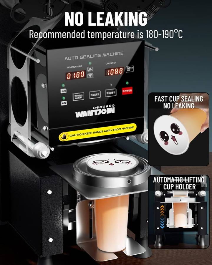 Full Automatic Cup Sealer Machine 90/95mm 500-900 C for Bubble Milk Tea and Coffee
