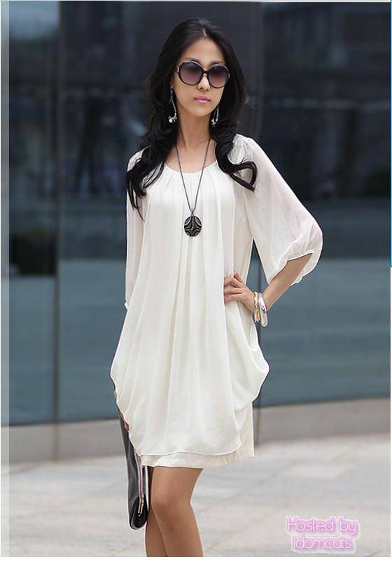White, Womens Cocktail Chiffon Mini Dress - New