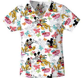 Mickey Mouse and Pluto Medical Scrubs top - medium (size)