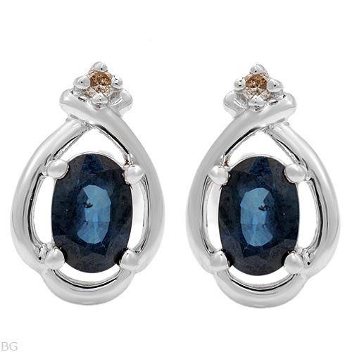 Exquisite Earrings, 1.05ctw , 14K Gold - Genuine Diamonds and Sapphires