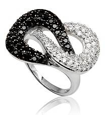 7.81gm Solid sterling silver Jet Black and White CZ Eternity Ring