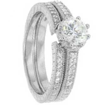Sterling Silver Solitaire Double Band SET **STUNNER!!** - Various Sizes available....