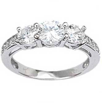 Solid Sterling Silver Triple CZ Stone Ring **Exquisite!!** - Size 6 or 9