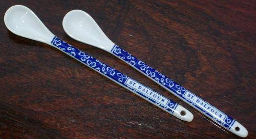 PAIR OF LONG HANDLED CERAMIC SPOONS "ST. DALFOUR"