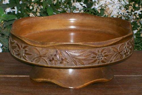 COLLECTABLE SWISS CARVED WOODEN WIND-UP MUSICAL FRUIT BOWL ##CRAZY R1 START##