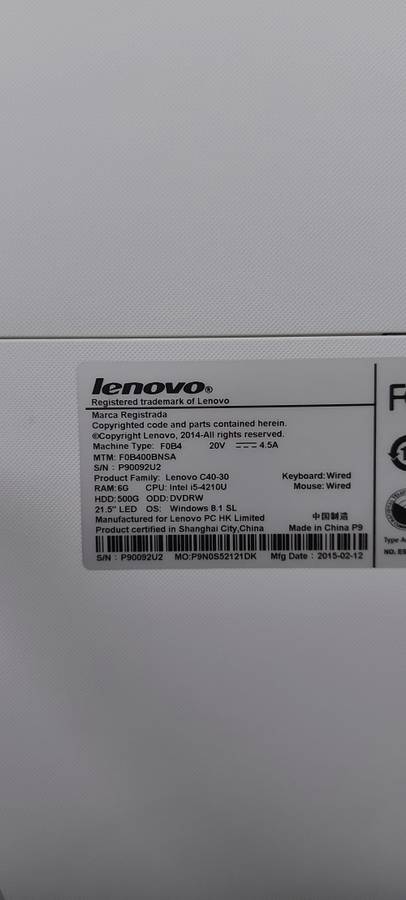 i5 Lenovo All in One Pc