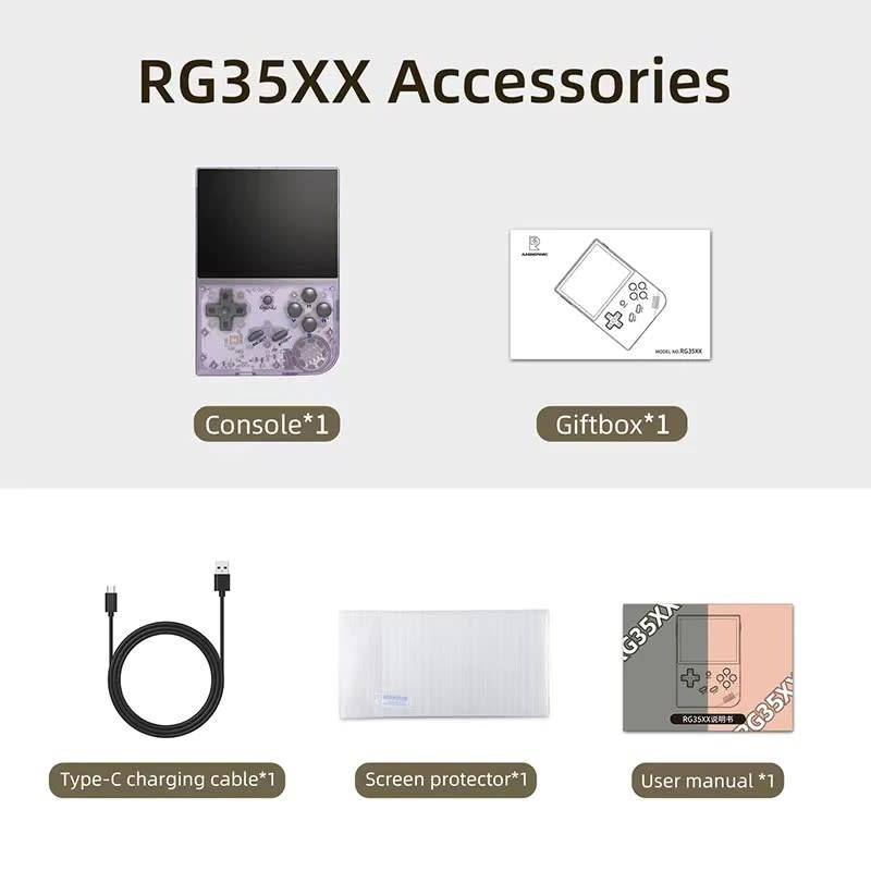 Anbernic RG35XX Retro Handheld Gaming Console 64GB - Transparent Purple