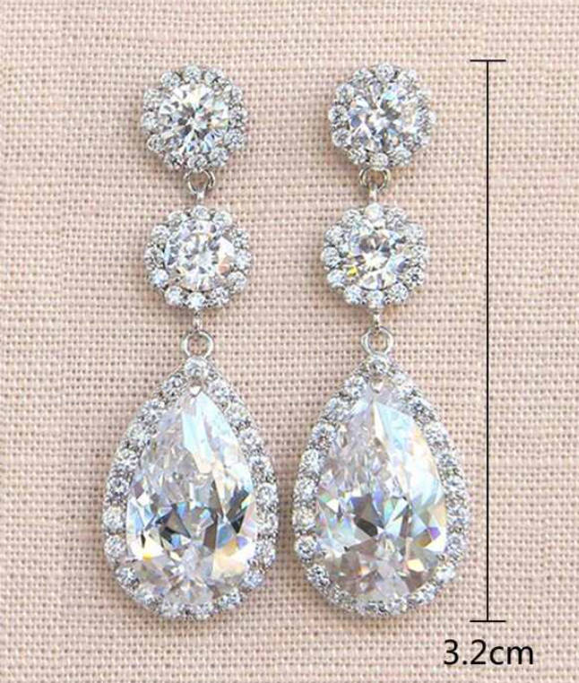 Beautiful Bridal or Elegant Wear Cubic Earrings in High Quality Velvet Jewellery Gift Box