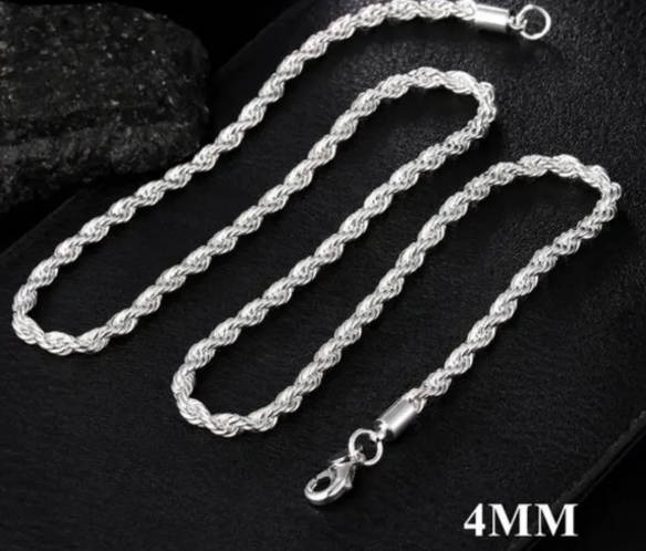 Rope Chain Twist Stainless Steel Necklaces in High End Velvet Jewellery Box