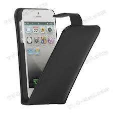 iPhone 5 Black PU Leather Flip Pouch