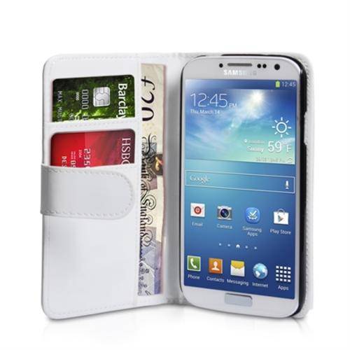 Samsung S4 i9500 White Flip Wallet Cover Case
