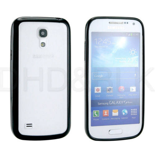 Transparent Back and Black Side TPU Cover Case + SCREEN PROTECTOR for Samsung S4 Mini i9190