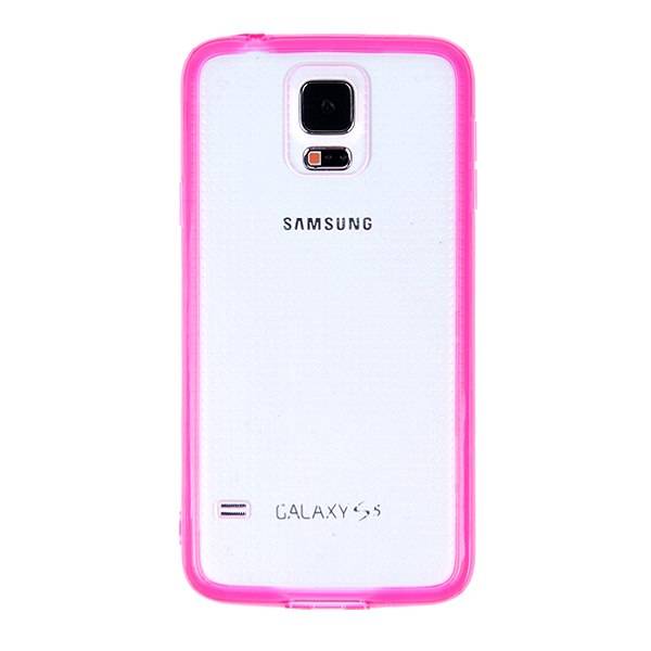 Lumo Pink Colour Side Transparent Back Cover Case for Samsung Galaxy S5 i9600 + Screen Protector