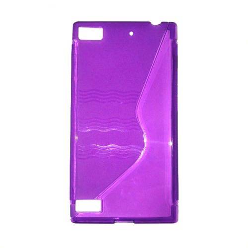 Purple S Line with Waves TPU Cover Case + Screen Protector for BlackBerry Z3