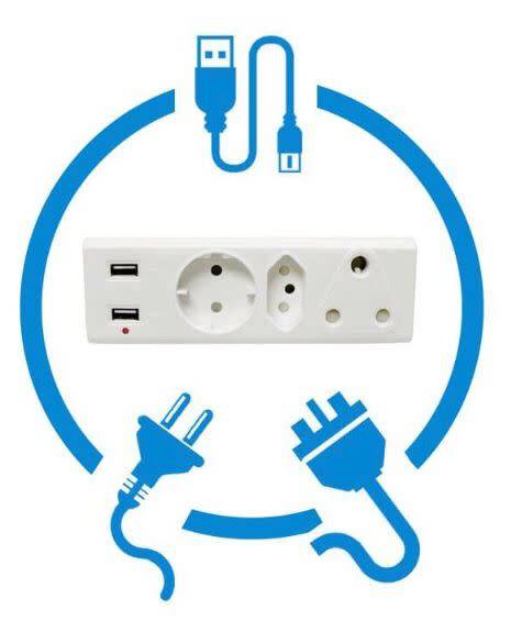 3 Way USB Multi Plug with 2 USB Ports to charge your phone , Tablet etc