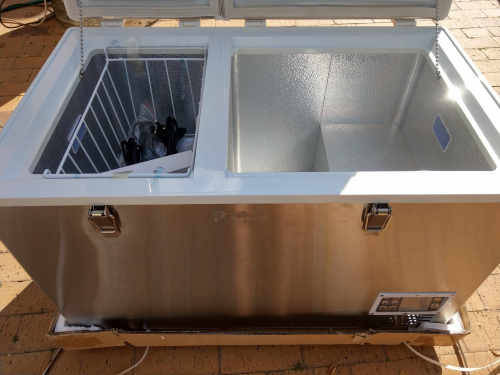 100 liter DUAL COMPARTMENT stainless steel 12V Camping Fridge and Freezer