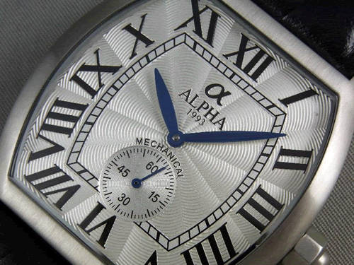 Alpha mechanical dress watch - silver dial blue hands, roman numerals