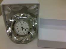 Crystal desk (paper weight) clock with gold trim- Must have for any office