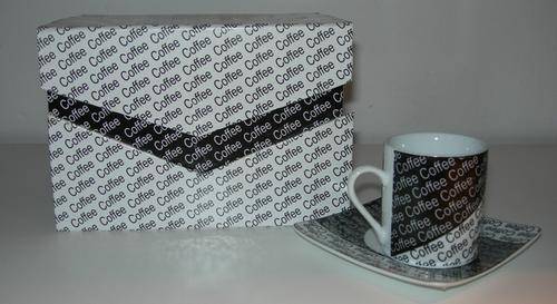 12 pc espresso cup and saucer set'coffee' with designer gift box(100ml)(11.3x16.8x12.3cm)