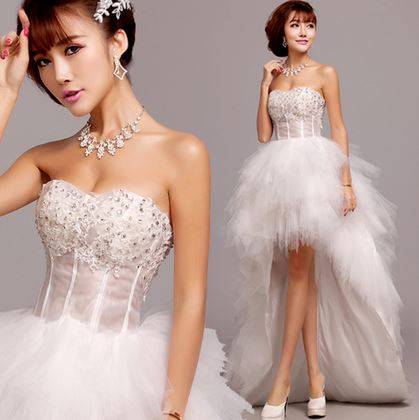 *High Low Lace & Ruffle Wedding Dress*