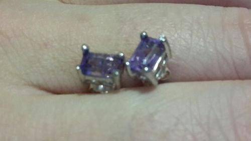 2ct (!!) Genuine Amethyst and 925 / Platinum Earrings