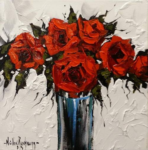 Original Painting by NIC VAN RENSBURG - Rose 1 - 350 x 350