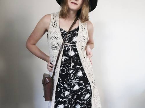 Vintage jumpsuit / black and white pattern jumpsuit / bohemian one piece / bohemian romper