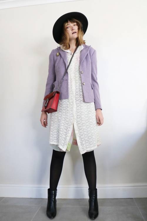 Vintage white lace dress / loose fitting dress / button up dress / size medium