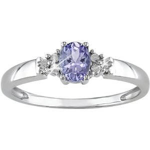100% REAL NATURAL, SOLID 14KT WHITE GOLD 0.50CT NATURAL TANZANITE AND DIAMOND RING