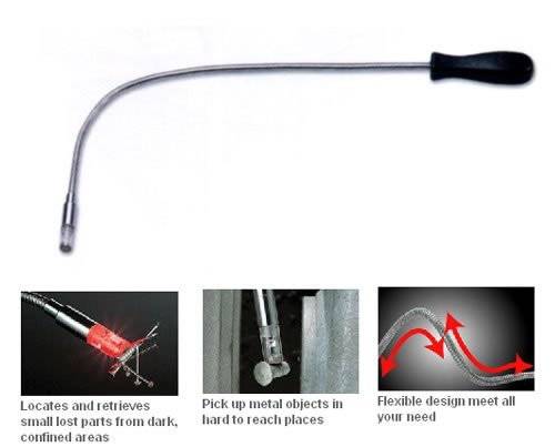 New Tools - Flexible Magnetic Pickup Tool with Built-In Bright Led Torch!
