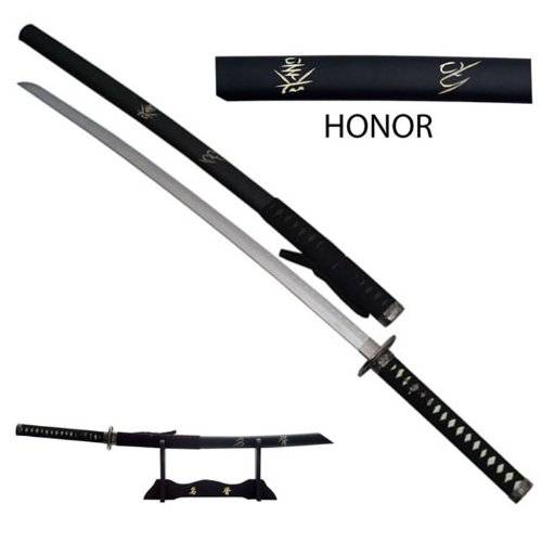 Last Samurai Black Katana Including Wooden Sword Stand