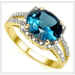 10K SOLID YELLOW GOLD BRAZILIAN TOPAZ & DIAMOND RING ! 3.400CTS VALUE : R21'132.00