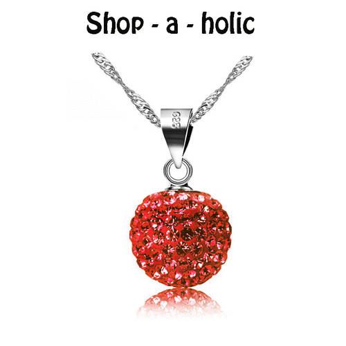 *** Shamballa Pendant Necklace made with Swarovski Elements - Red  ***